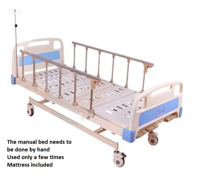 Three crank medical bed Mattress included